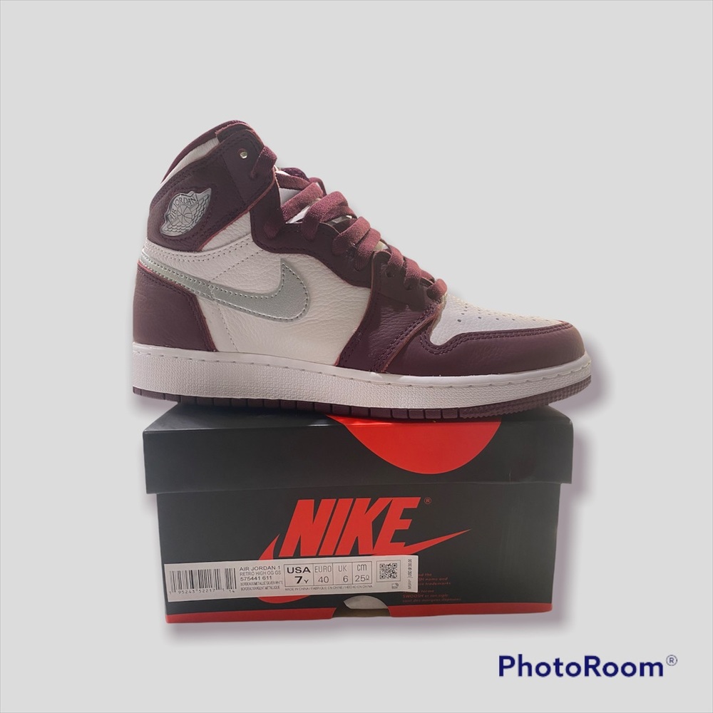 Air Jordan Retro High OG GS Bordeaux/Metallic Silver-White